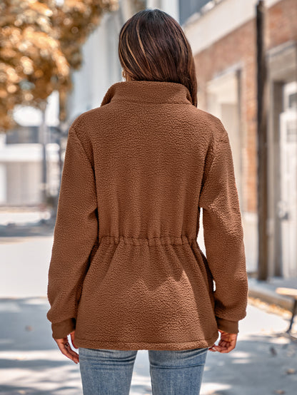 Casual Stand Collar Long Sleeves Velvet Coats