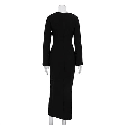 Sexy Designed Zipper Black Sheath Dresses