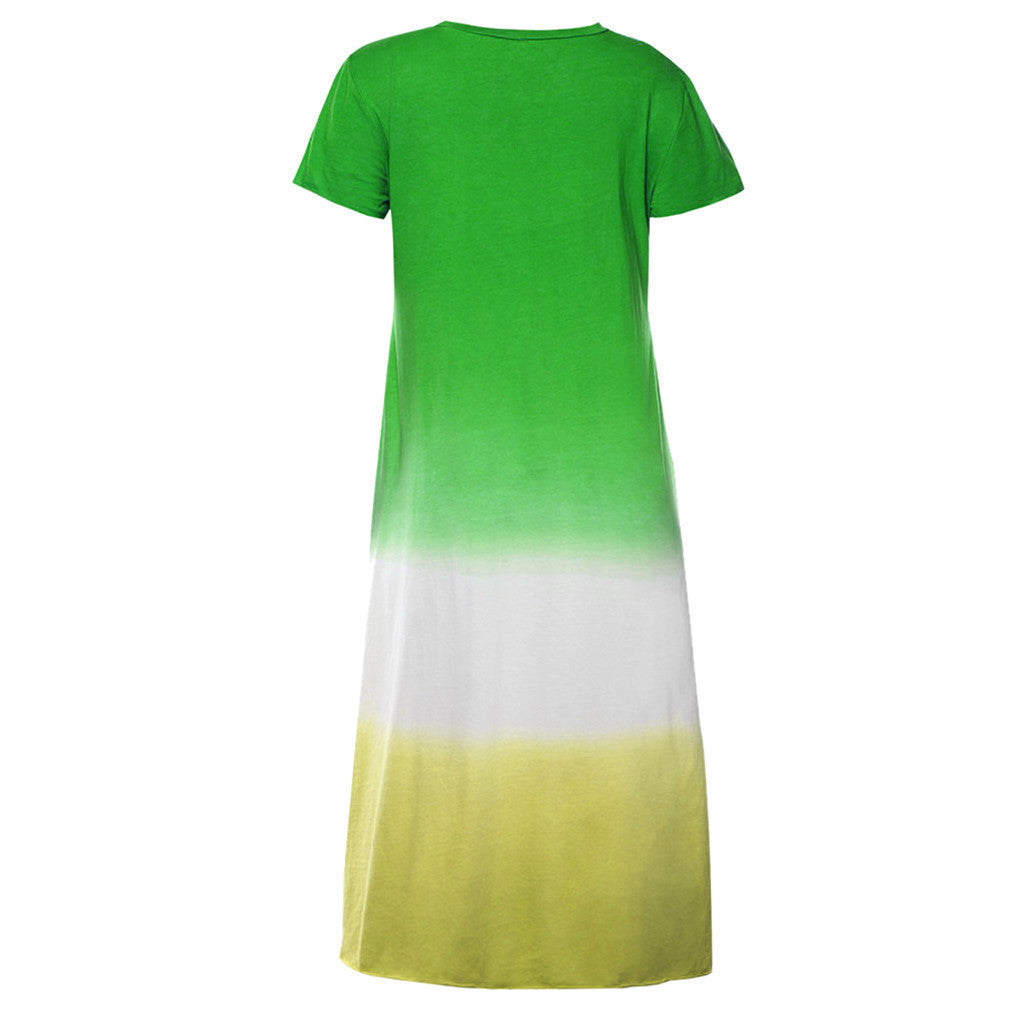 Casual Contrast Design Summer Short Sleeves Dresses