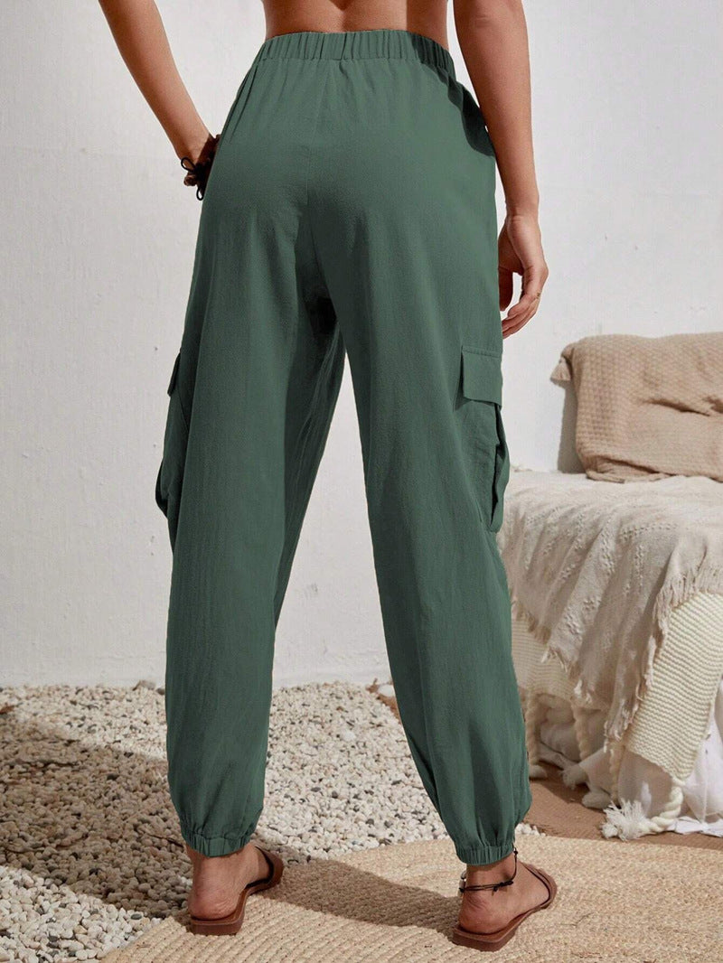 Casual Women Pockets Trousers