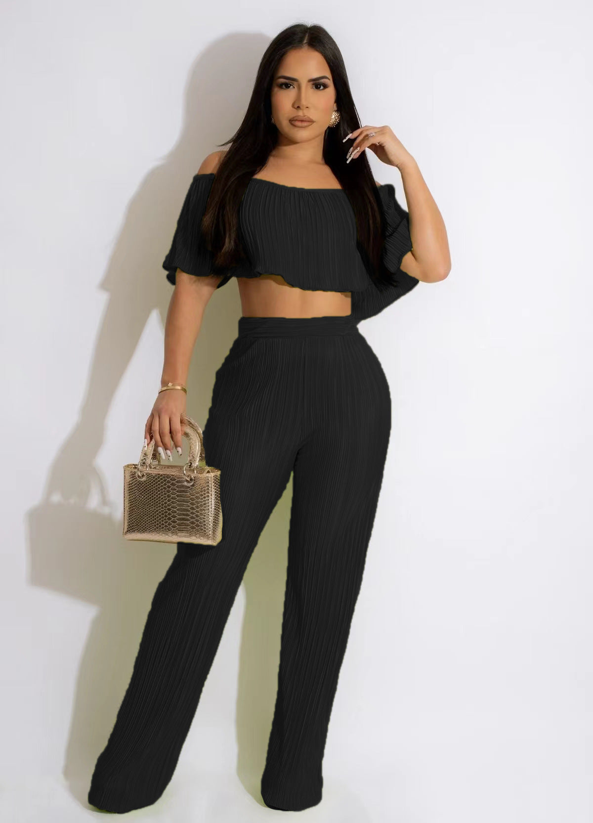 Sexy Summer Strapless Tops and Long Pants Two Pieces Suits