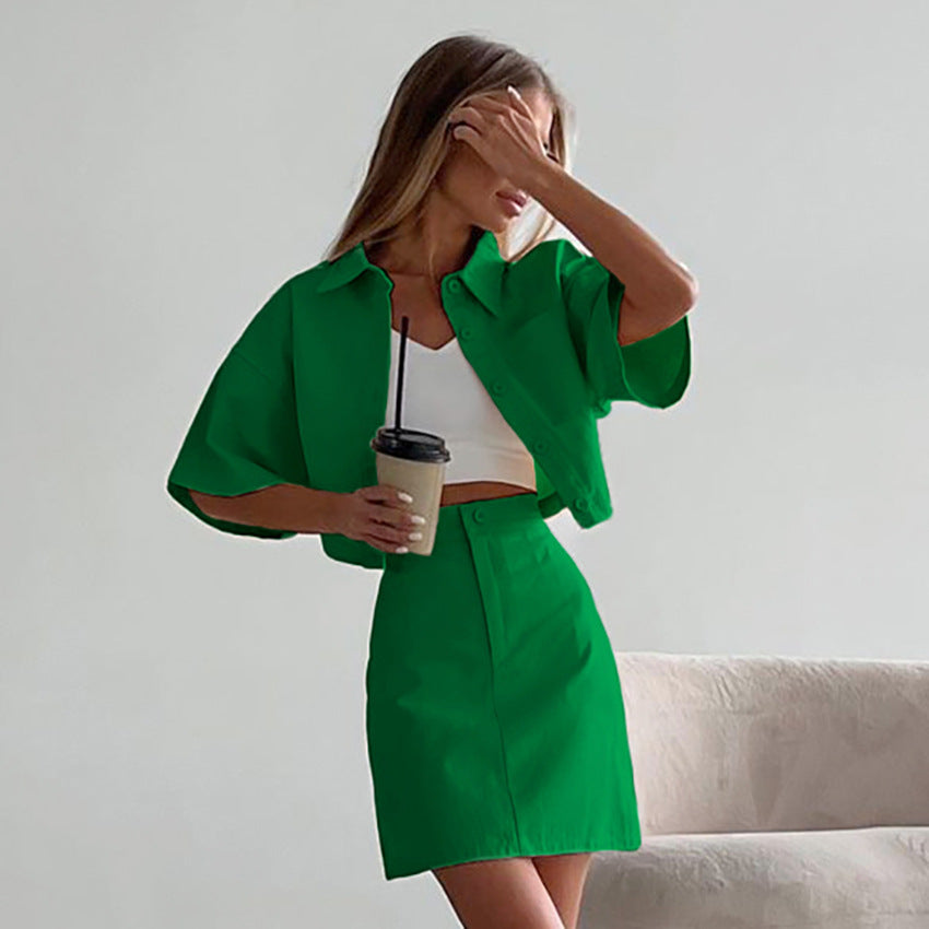 Casual Short Sleeves Shirts & Short Skirts for Women