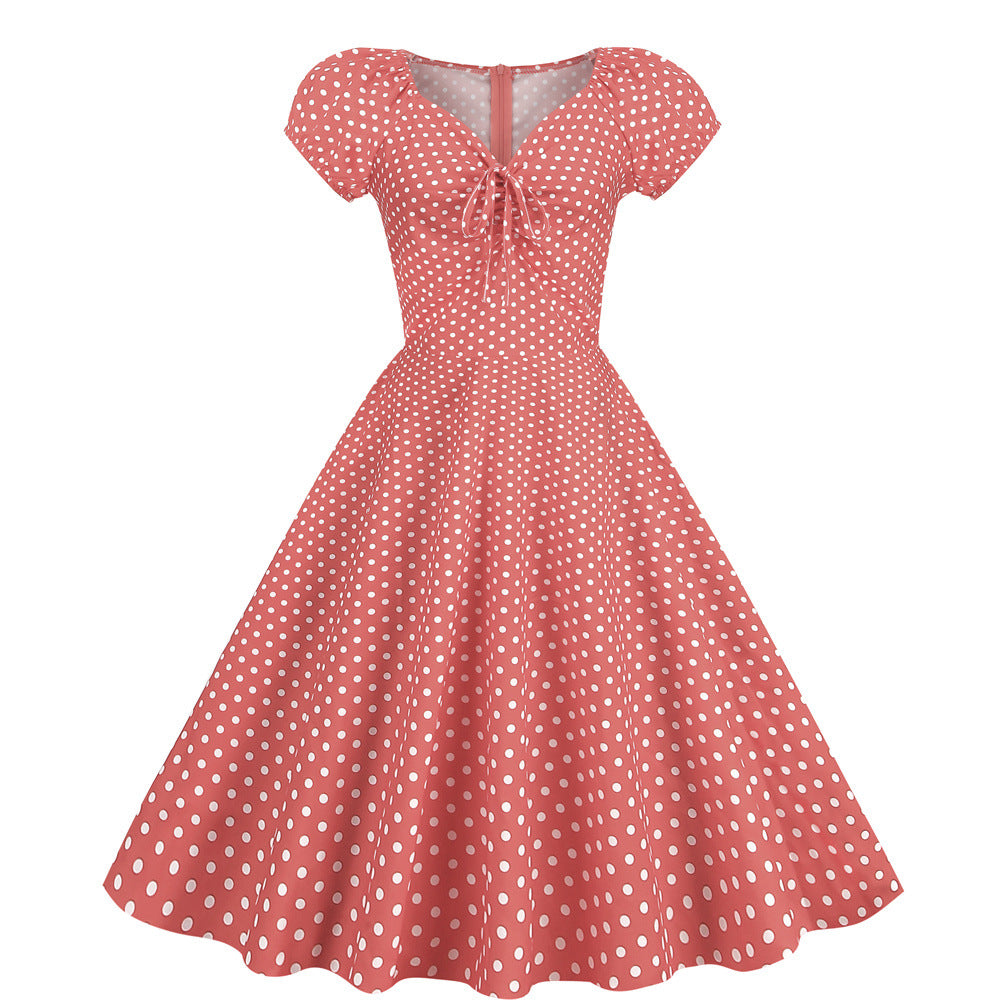 Vintage V Neck Summer Short Sleeves Dresses