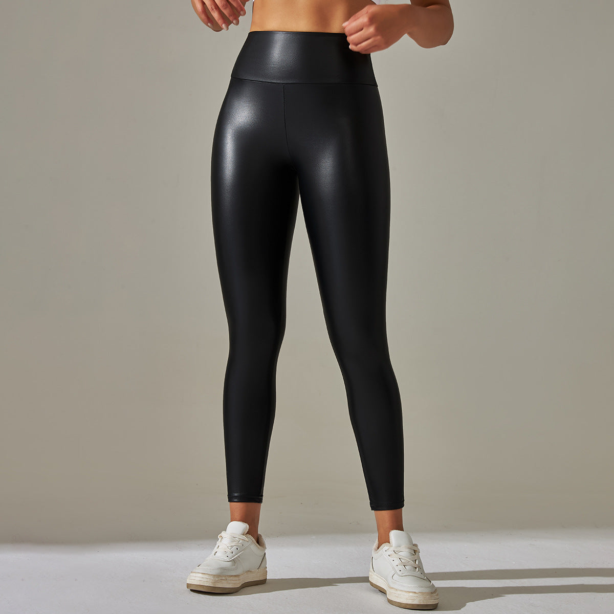 Sexy Elastic Pu High Waist Yoga Leggings