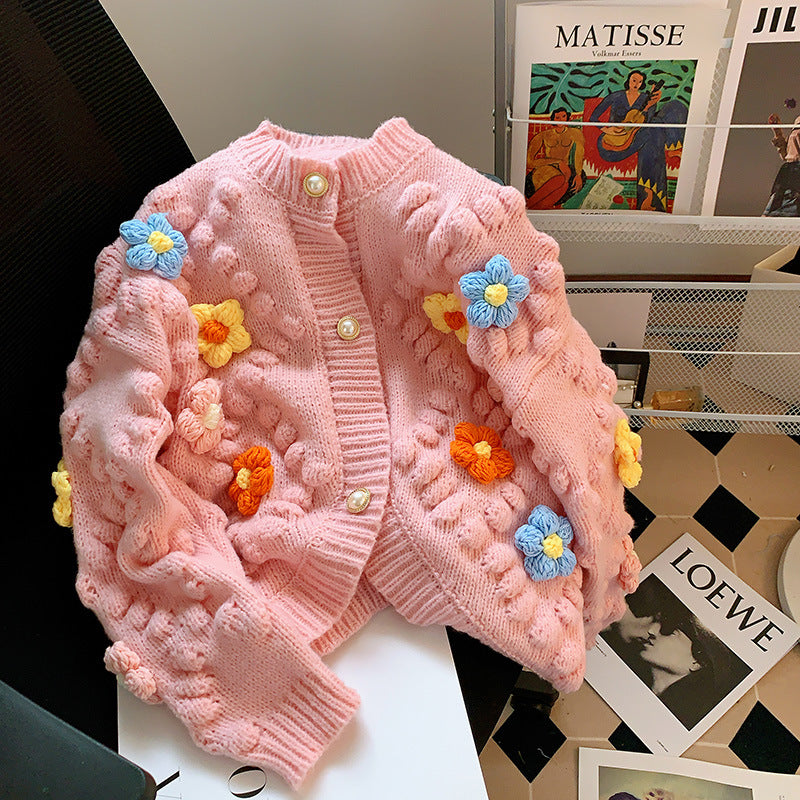 3d Designed Handmade Knitted Flower Cardigans