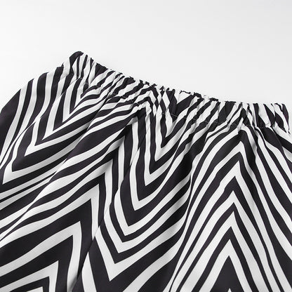 Fashion Black & White Stripes Two Pieces Suits for Women