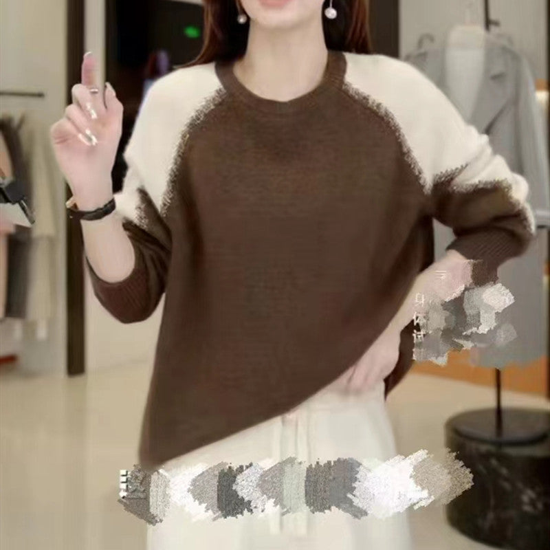 Casual Contrast Color Knitted Sweaters
