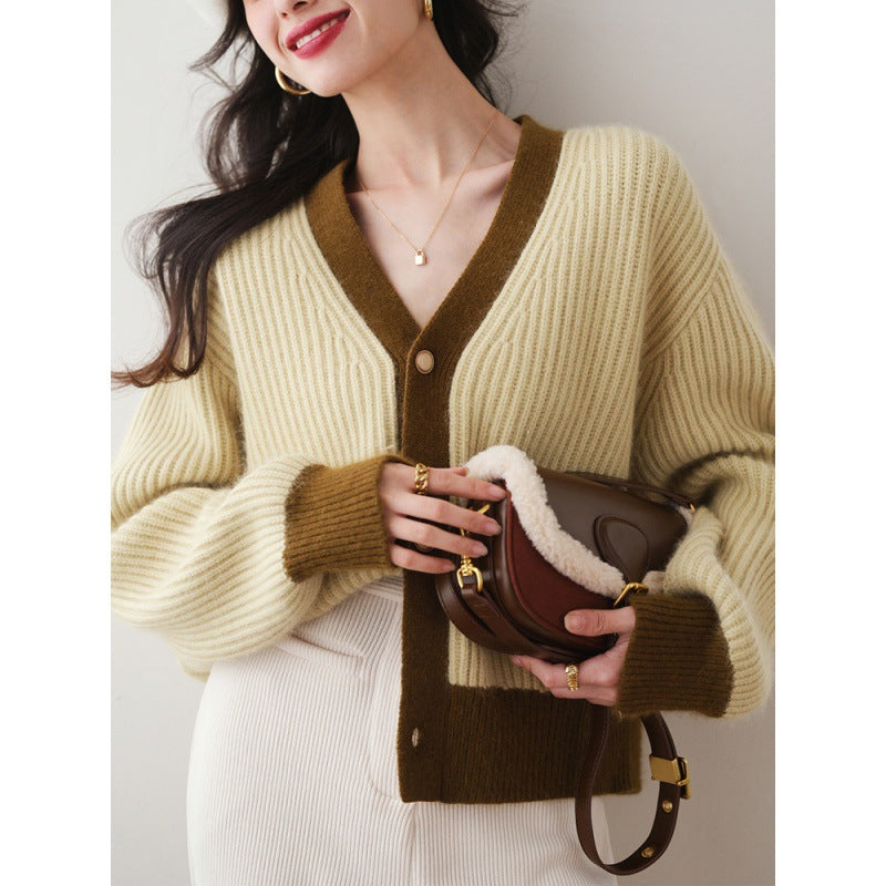 Fashion V Neck Lazy Style Knitted Cardigan Sweaters