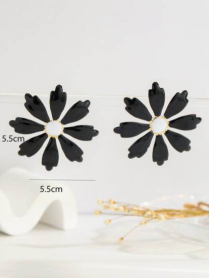 Fashion Metal Dropping Flower Stud Earrings