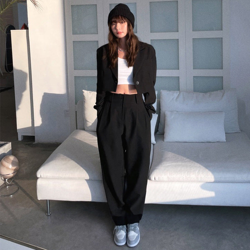 Fashion Short Blazers & High Waist Pants Suits