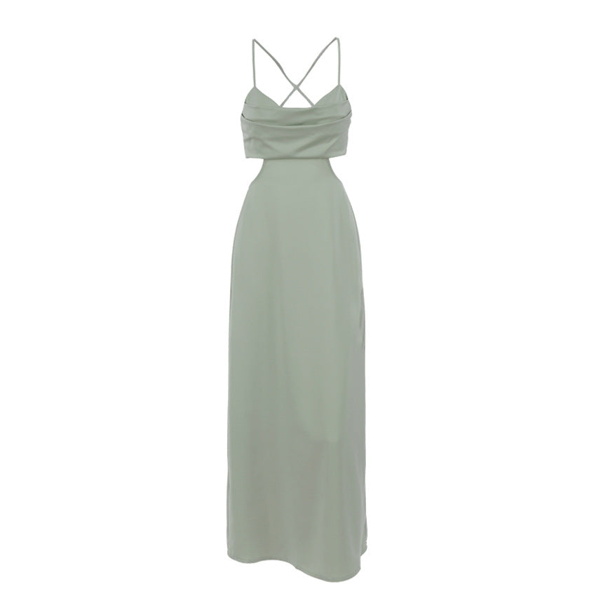 Sexy Satin Backless Long Sleeveless Party Dresses