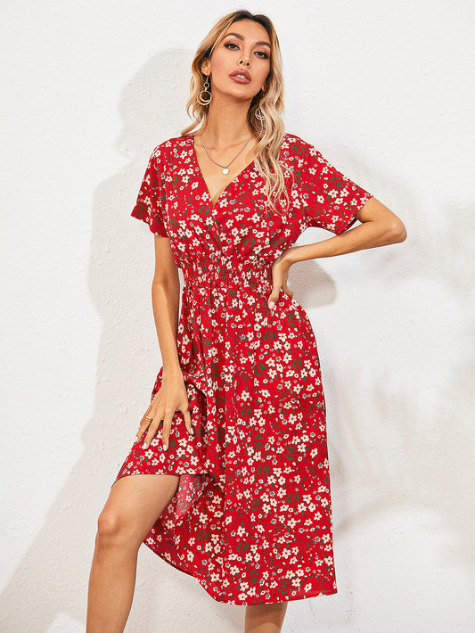 Summer Floral Print Short Sleeves Summer Daily Dresses