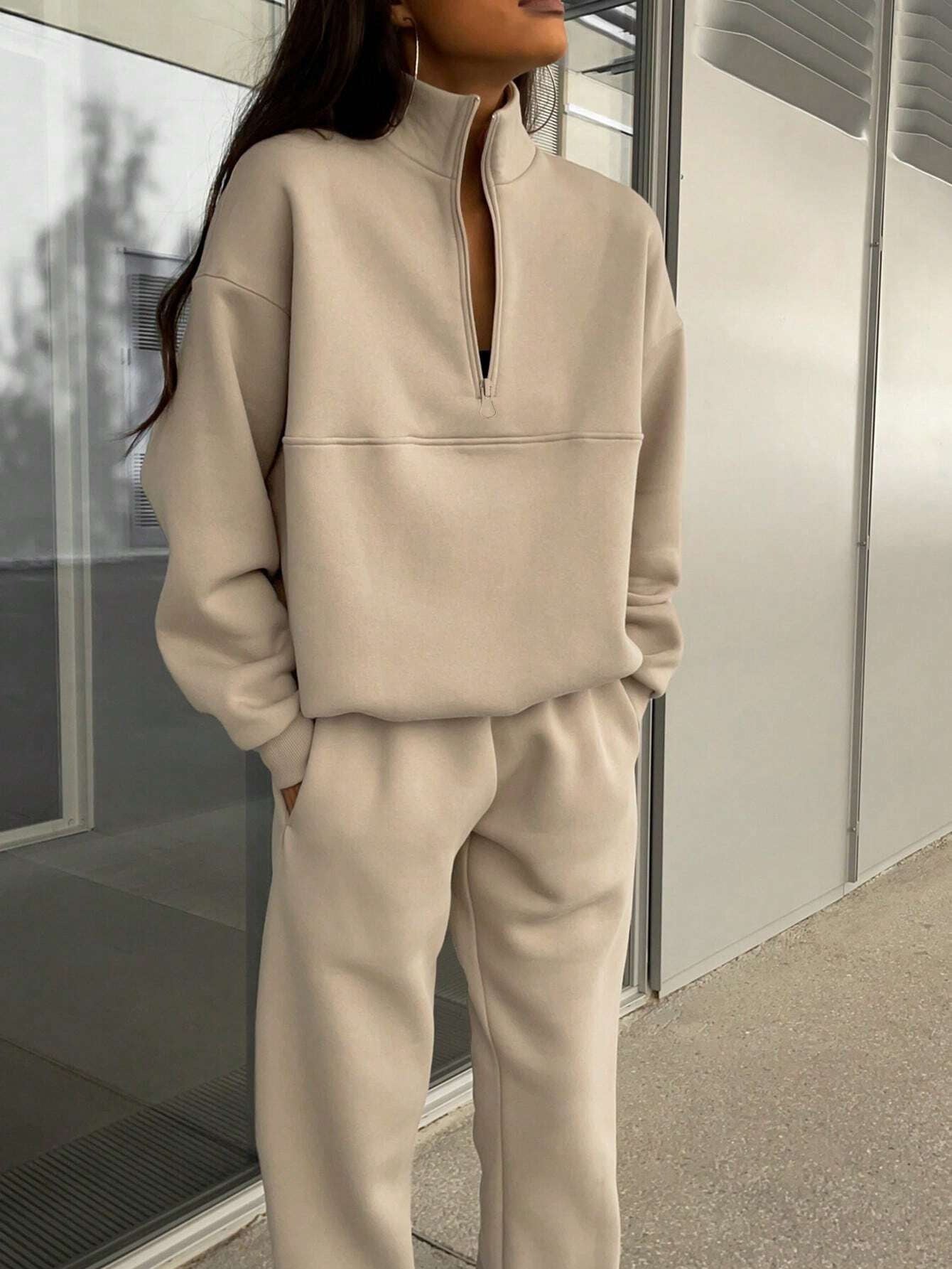Fashion Zipper Women Two Pieces Sports Suits