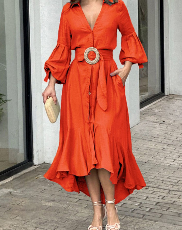 Fashion Long Sleeves Dresses with Pocket