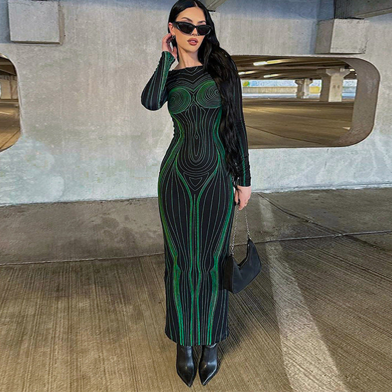 Sexy Fashion Backless Long Sleeves Dresses