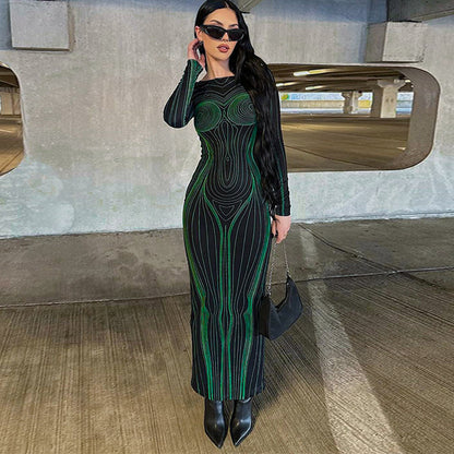 Sexy Fashion Backless Long Sleeves Dresses