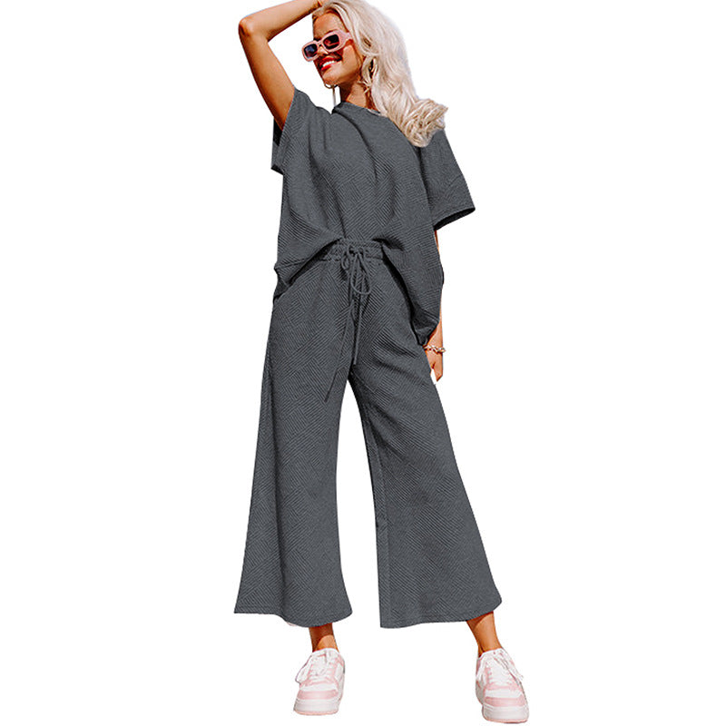 Casual Summer Drawstring Two Pieces Women Suits