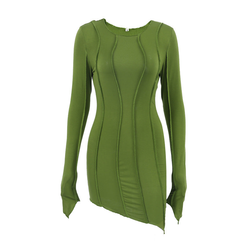 Sexy High Neck Elastic Knitted Mini Sheath Dresses