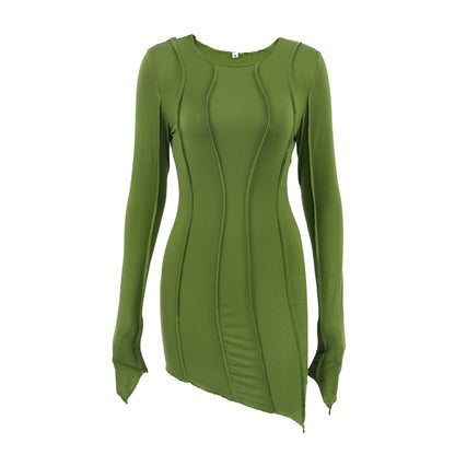 Sexy High Neck Elastic Knitted Mini Sheath Dresses