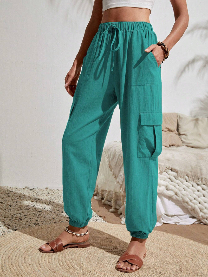Casual Women Pockets Trousers