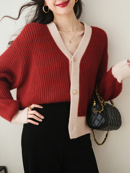 Fashion V Neck Lazy Style Knitted Cardigan Sweaters