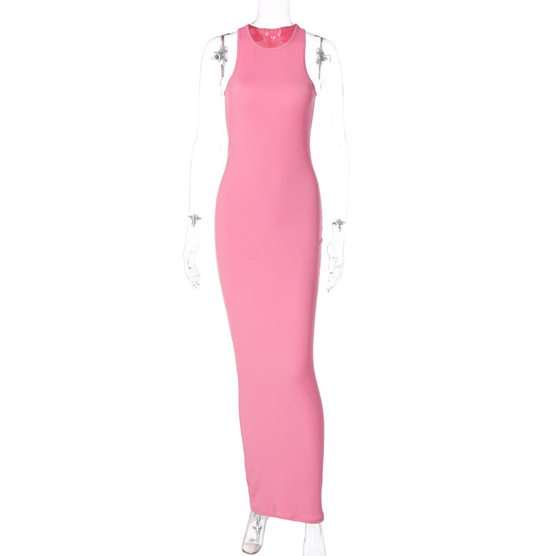 Sexy Fashion Round Neck Sleeveless Long Dresses