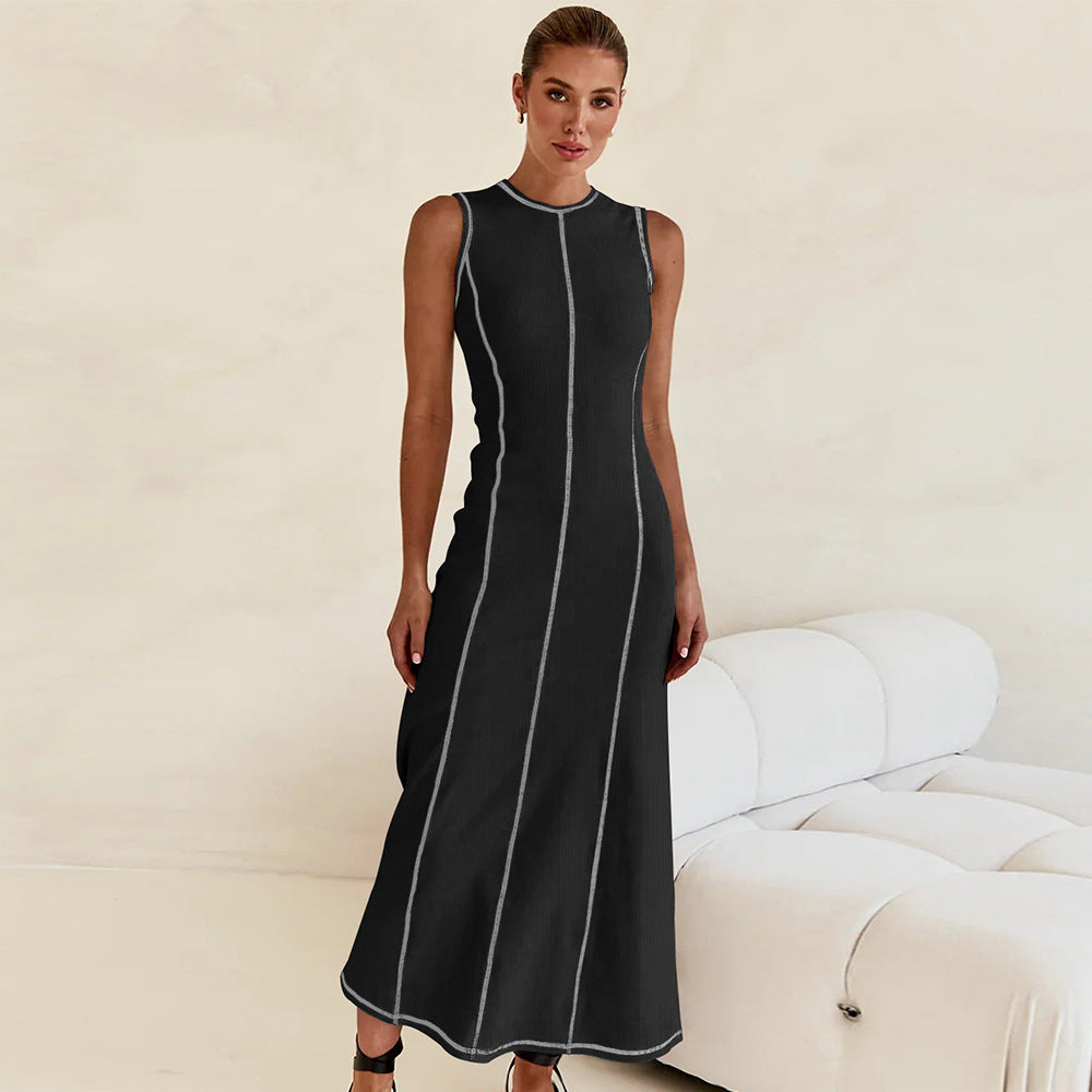 Designed Vintage Knitted Sleeveless Long Dresses