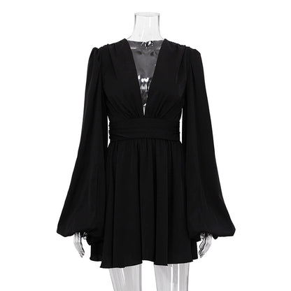 Sexy High Waist Deep V Neck Short Mini Dresses