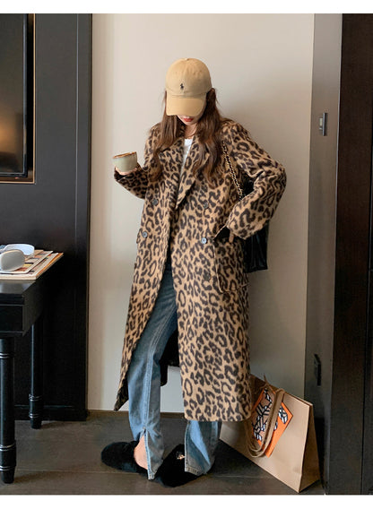 Fashion Leopard Long Overcoat for Women