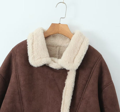 Vintage Winter Lamb Wool Outerwear for Women