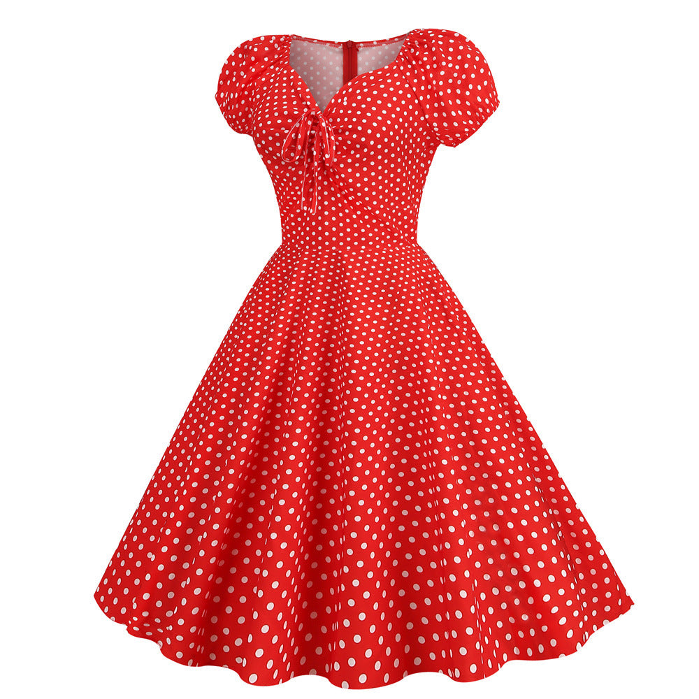 Vintage V Neck Summer Short Sleeves Dresses