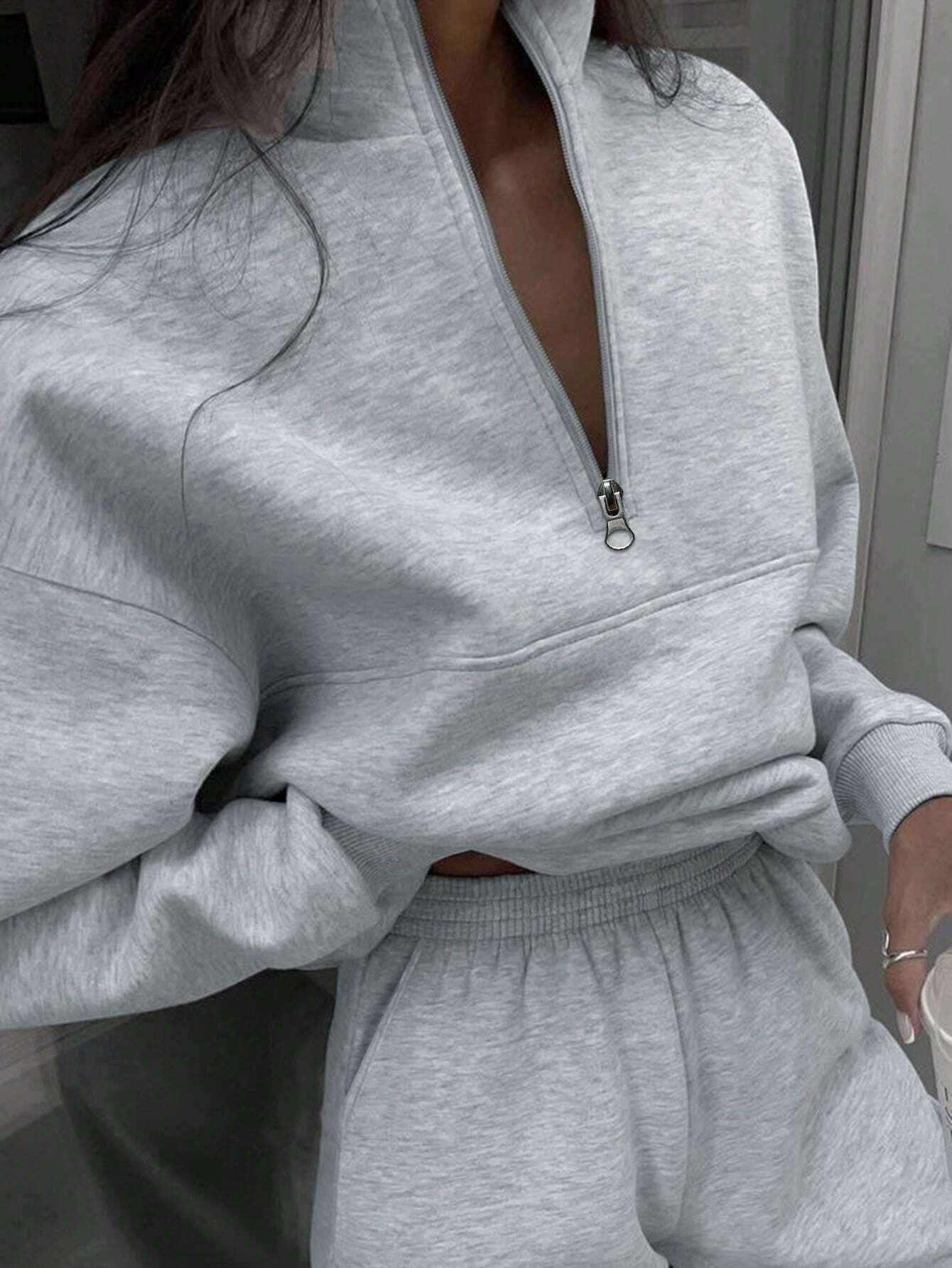 Fashion Zipper Women Two Pieces Sports Suits