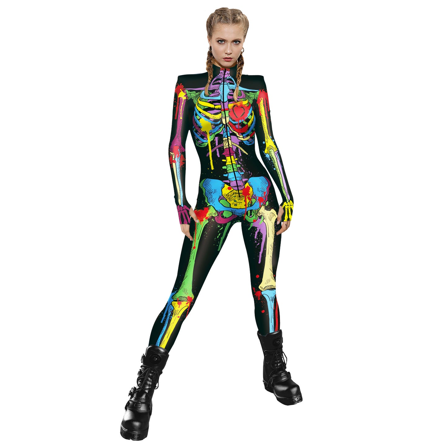 Halloween Skeleton Long Sleeves Jumpsuits Cosplay Costumes