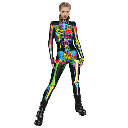 Halloween Skeleton Long Sleeves Jumpsuits Cosplay Costumes