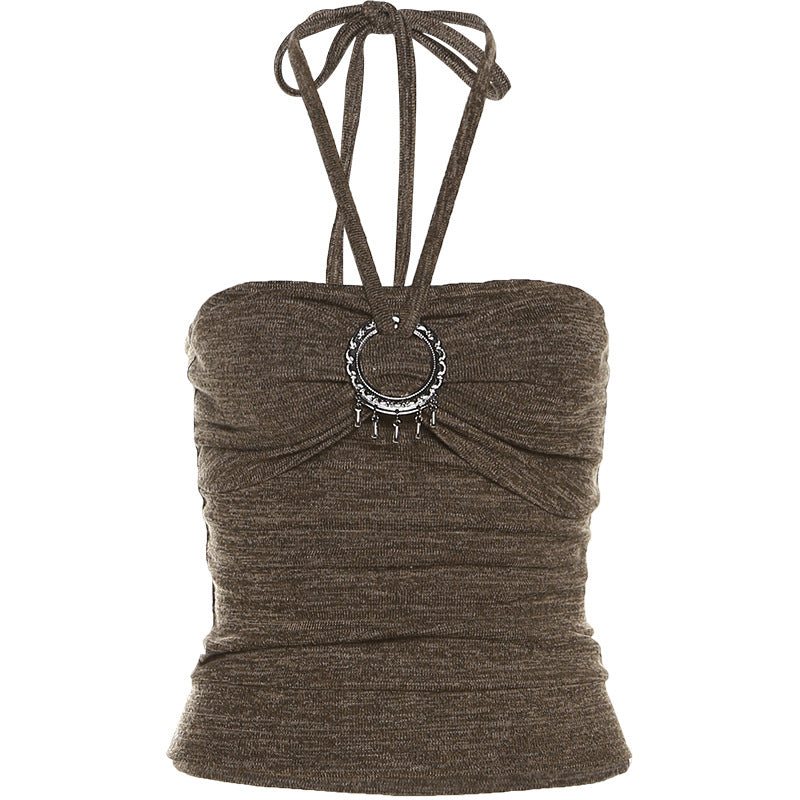 Fashion Sleeveless Brown Short Tank Tops