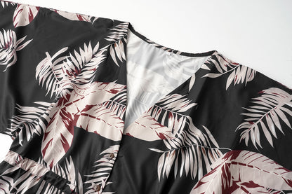 Casual Summer Leaf Print Half Sleeves Mini Dresses