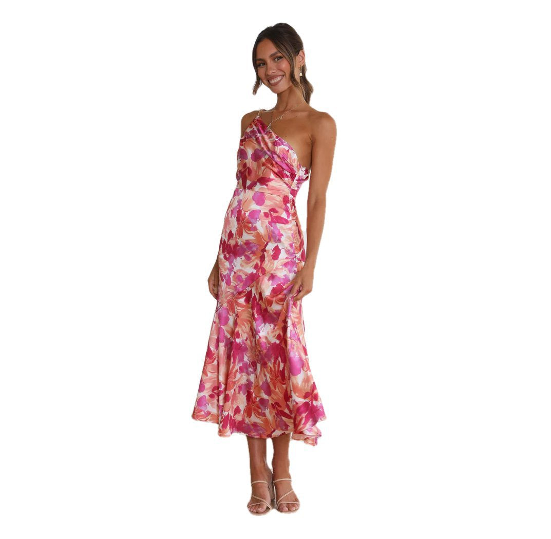 Fashion Summer One Shoulder Midi Length Dresses