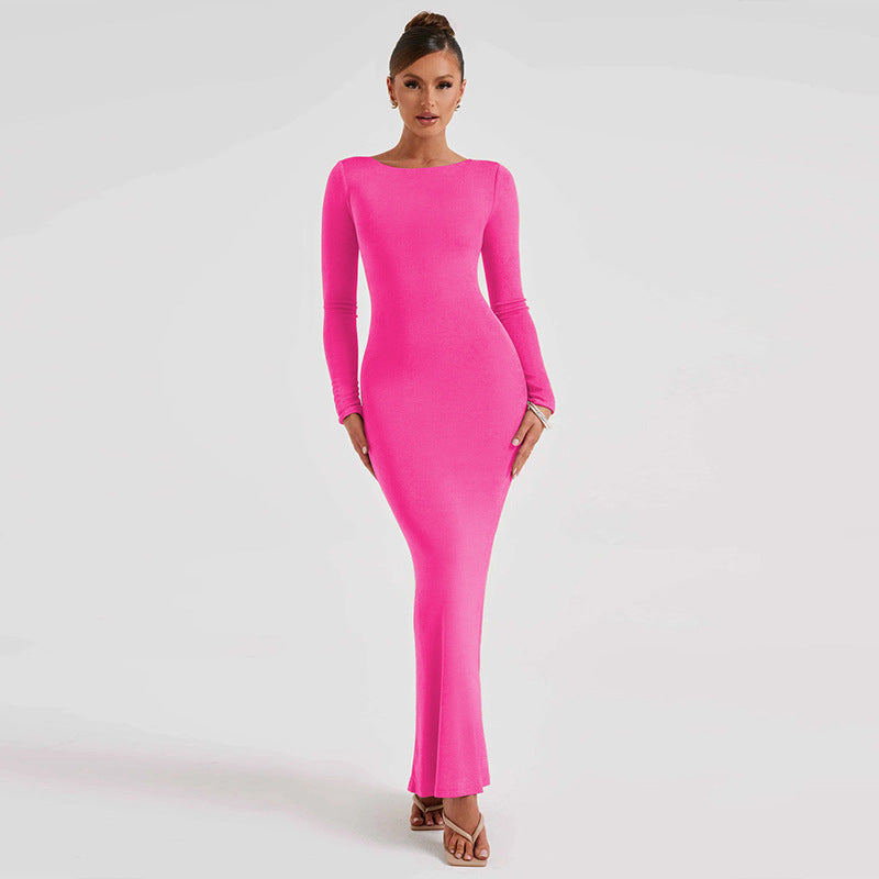 Sexy Backless Lace Up Long Sleeves Dresses