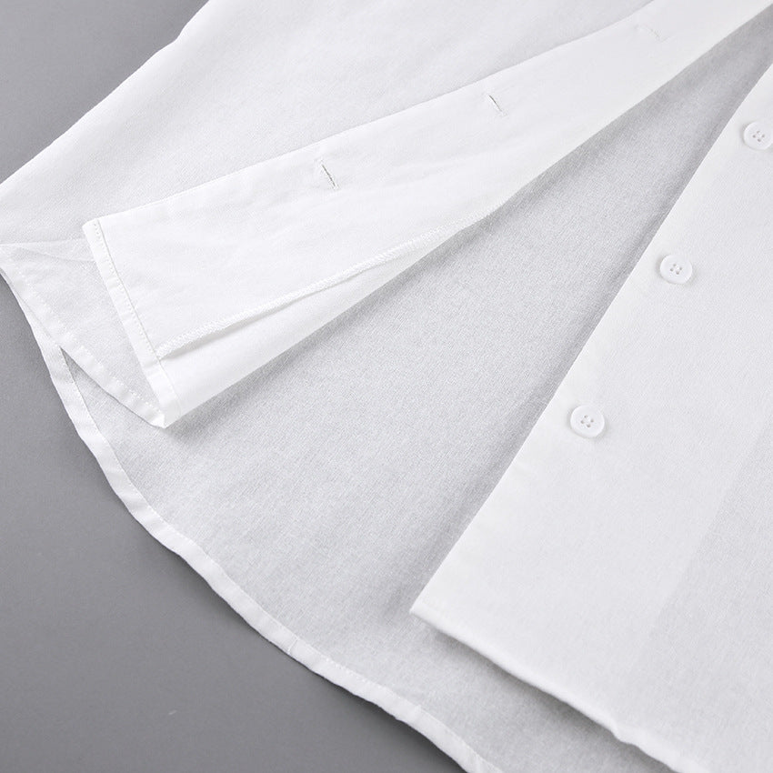 Summer Cotton Long Sleeves Shirts and Shorts Suits