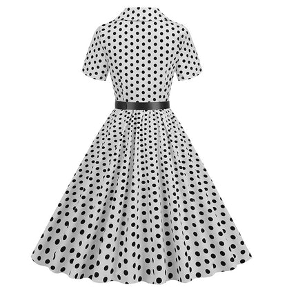 Vintage Turnover Collar Short Sleeves Dresses