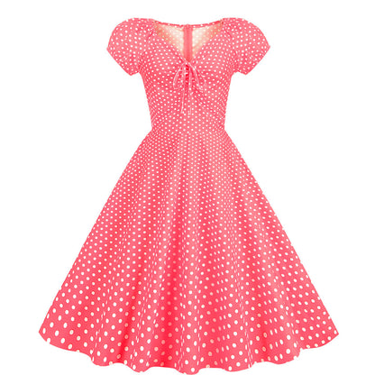 Vintage V Neck Summer Short Sleeves Dresses