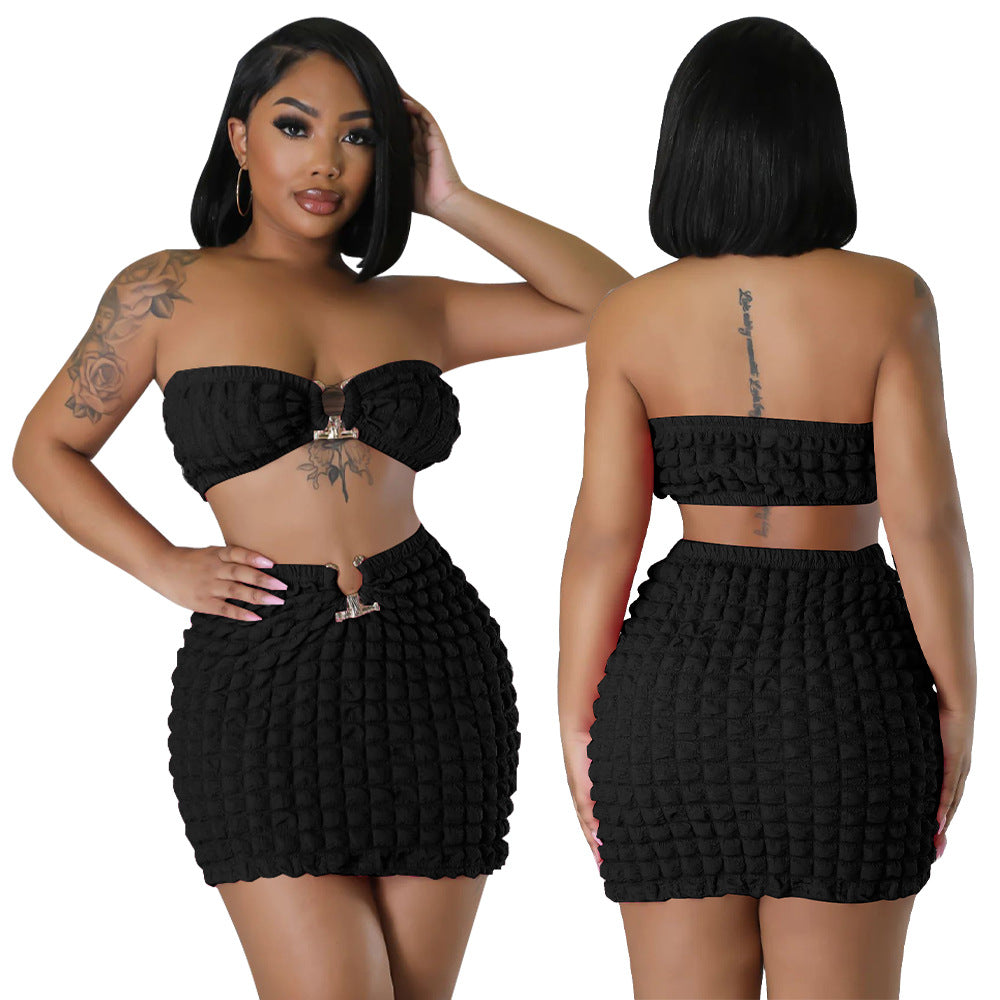 Sexy Strapless Tops and Sheath Skirts Suits