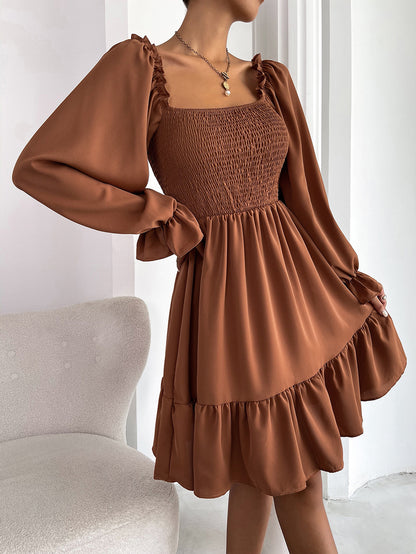 Casual Square Neckline High Waist Women Dresses