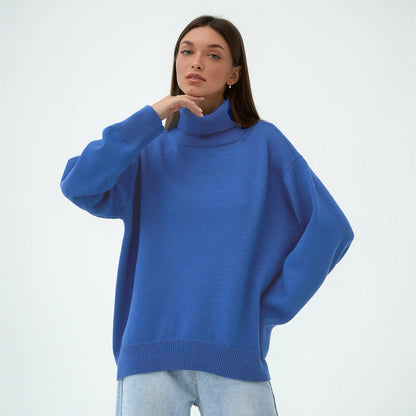 Fashion High Neck Knitted Pullover Sweaters for Women