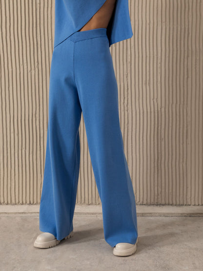 Casual Irregular Pullover Sweaters and Wide Legs Pants Outfits Sets