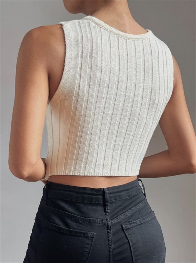 Sexy Chain Crossed Knitted Tank Tops