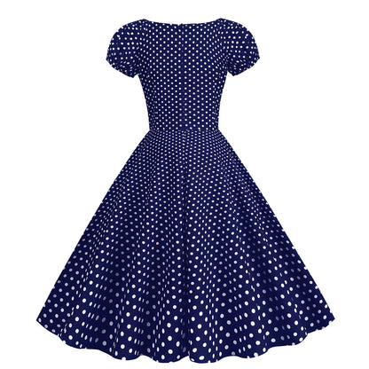Vintage V Neck Summer Short Sleeves Dresses