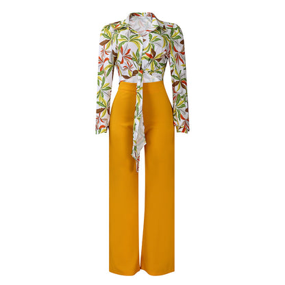 Fashion Long Sleeves Shirts & Wide Legs Pants