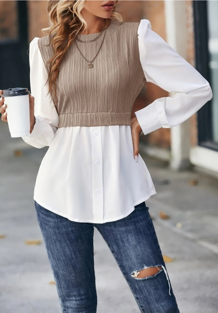 Casual Round Neck Women Blouses Shirts