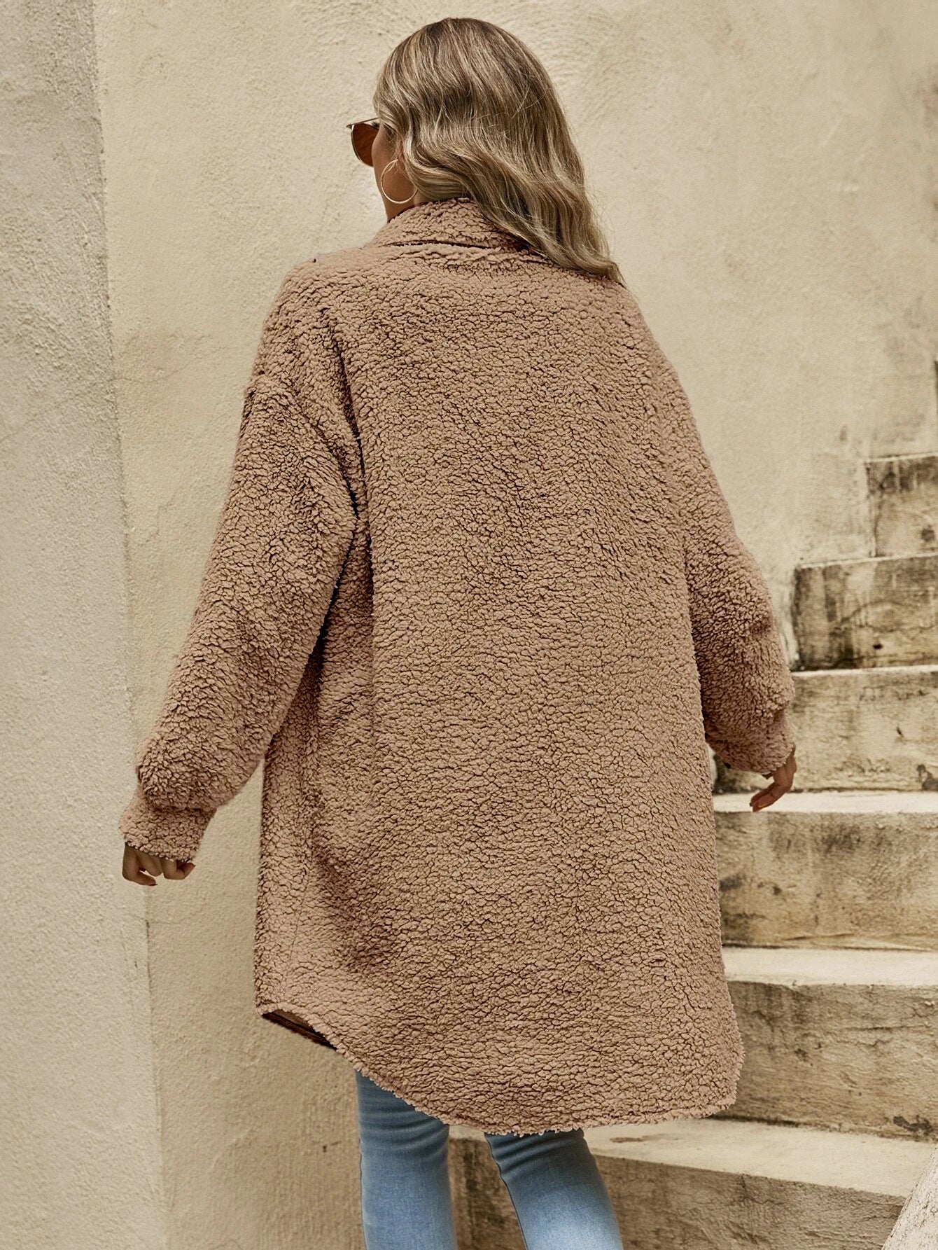 Fashion Turnover Collar Women Long Outerwear